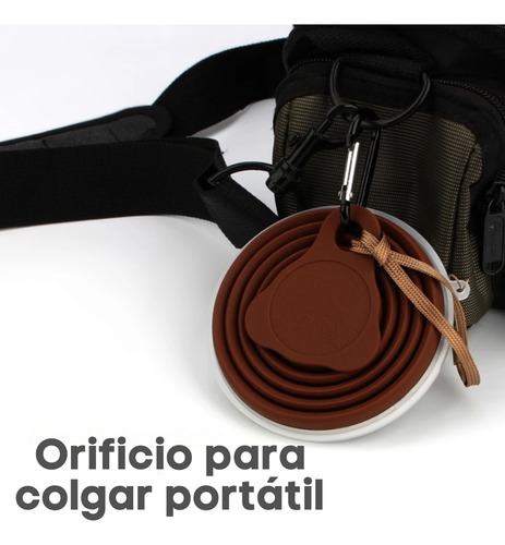 100 Taza Vaso Silicona Plegable Tapa Y Correa Portátil 270ml