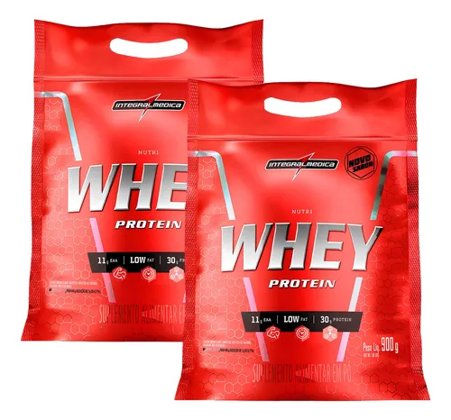 comprar Kit 2x Nutri Whey Protein Refil 900g - Combo Integral Medica Sabor Baunilha