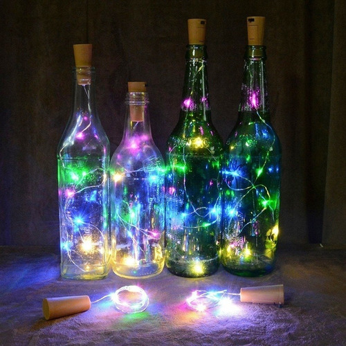 Tapon Multicolor Led Para Botella Vino + Pila Luz Alambre