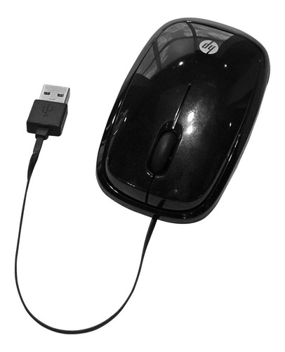 Mouse Mini Com Fio Computador Hp X1250 C Fio Retrátil Preto