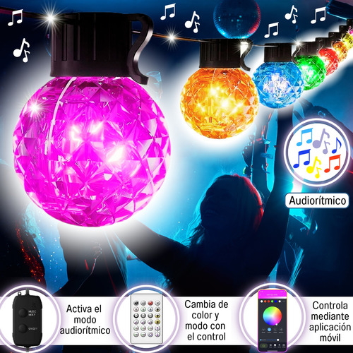 Serie De Luces Led Focos Multicolor 10 Metros 50 Focos