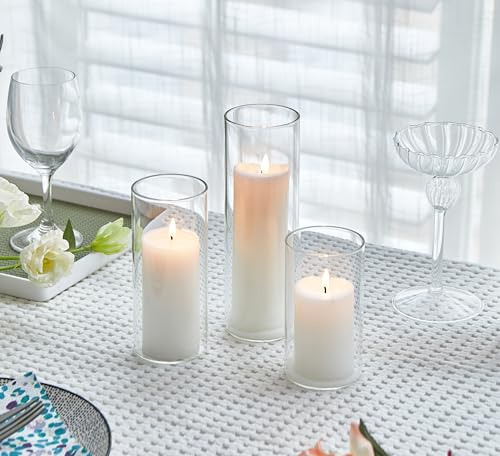 Velas De Pilar Y Cristal, Conjunto De 6 Velas De Pilar Blanc