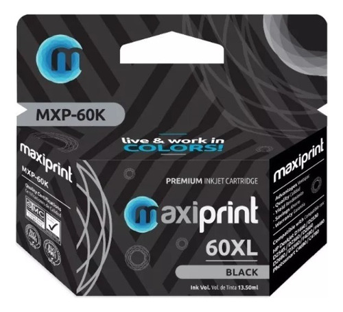 Cartucho Hp 60 Xl Negro Maxiprint