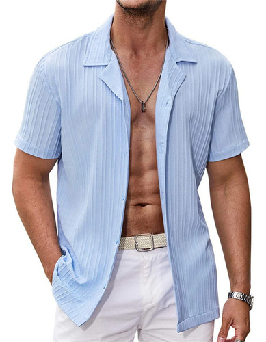 Camisa Tipo B Para Hombre, Manga Corta, Cierre Con Botones,