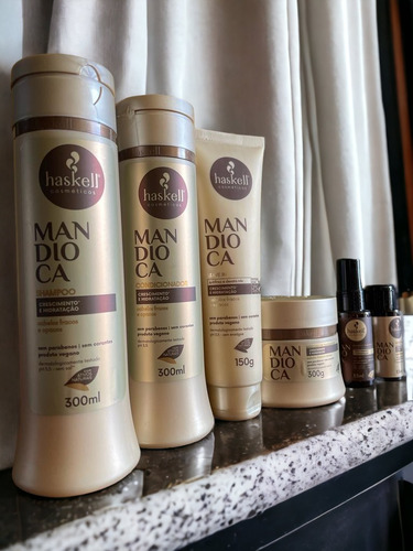 Kit Haskell Mandioca Sh Cond Máscara 300ml 6 Itens Completo