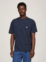 Comprar Polera Jaspeada Logo Regular Fit Azul Tommy Hilfiger