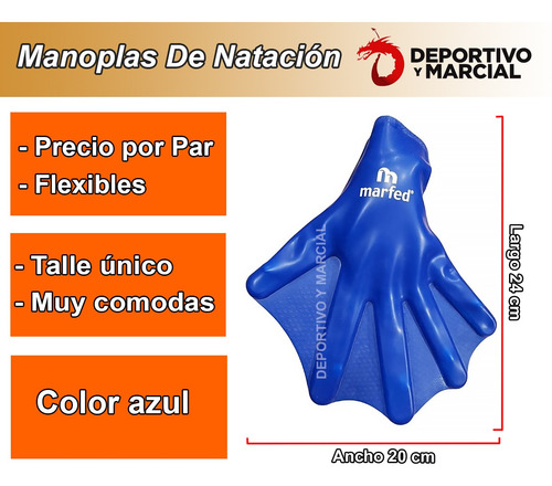 Imagen 3 de 8 de Manoplas De Natacion Guantes Silicona Marfed Entrenamiento