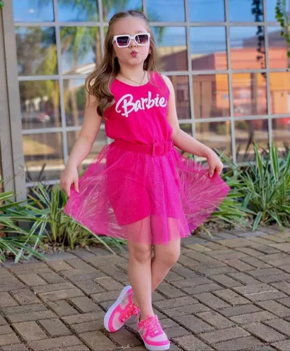 Body Fantasia Barbie Luxo Roupa Infantil Barbie Menina Rosa