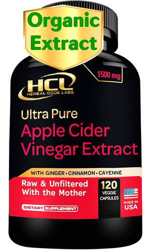 Organic Apple Cider Vinegar Capsules 1500 Mg Extract With T