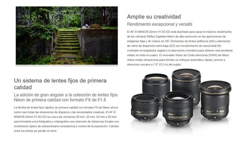 Imagen 5 de 9 de Lente Nikon Af-s Fx Objetivo Nikon 20 Mm F/1.8g Ed
