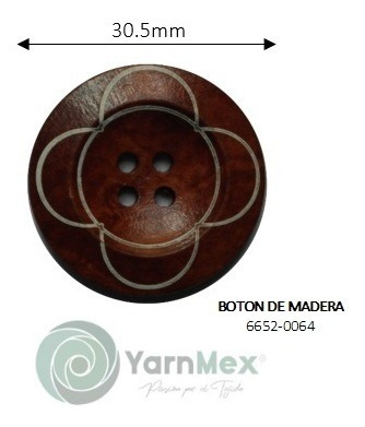 Botón De Madera | 6652-0064 - 100pzas