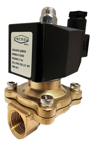 Válvula Solenoide De 1/2 En 220 Vac, Nc, Bronce, Q2bbc04