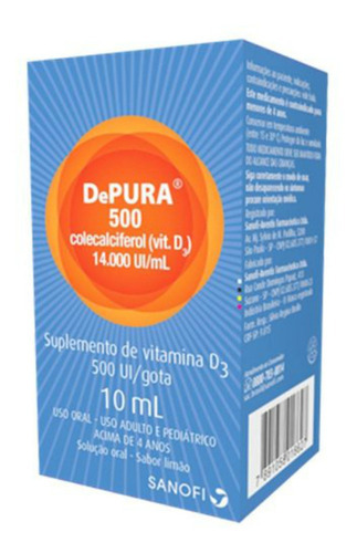 Suplemento em gotas Sanofi  Depura vitamina d Depura sabor  limão em caixa