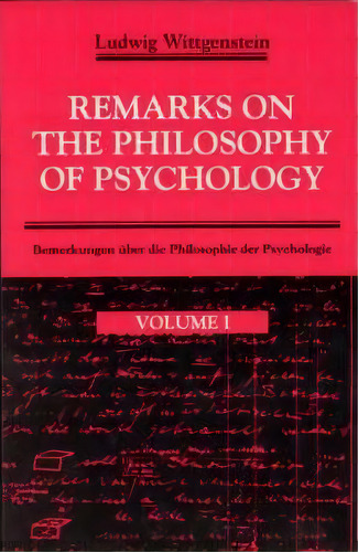 Remarks On The Philosophy Of Psychology: V. 1, De Ludwig Wittgenstein. Editorial The University Of Chicago Press, Tapa Blanda En Inglés