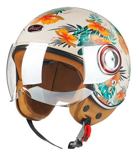 Casco Moto Classic 3/4 - Print Cream B110 Marca Beon