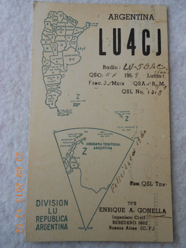 Postal Y Sello Postal Radio Aficionado De Buenos Aires 1959