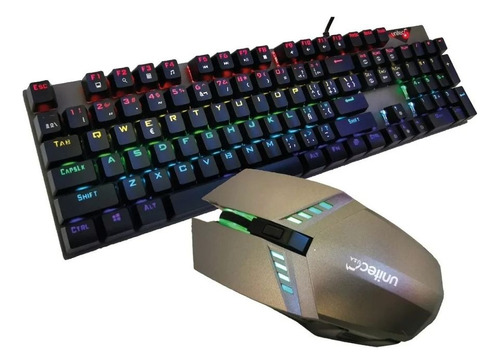 Combo Gamer Teclado Mecanico Y Mouse Mk19 Unitec Rgb