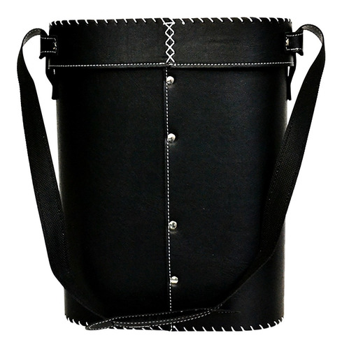 Imagen 7 de 8 de Equipo De Mate Completo Liso Negro Cuero Madera