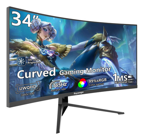 Raywego De 34 Pulgadas Monitor De Juego De Computadora Curva
