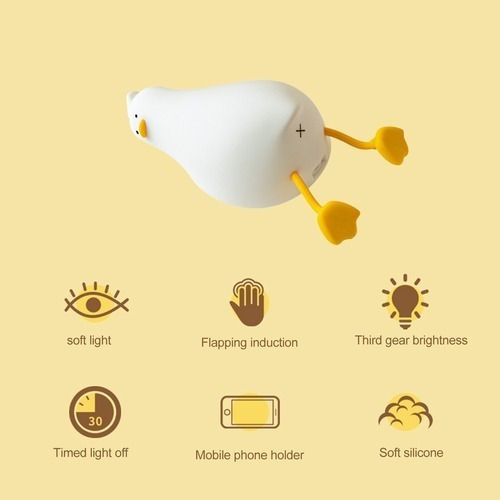Lámpara Led Nocturna Con Sensor De Tacto Usb Flip Pato Clap