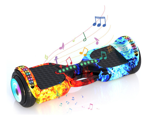 Hoverboard Elétrico Skate Overboard Egazza 6.5 Led Bluetooth Cor Fogo Gelo