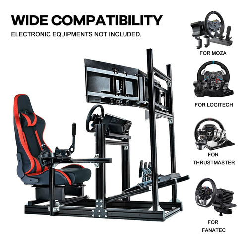 Anman Racing Simulator Cockpit Stand With Triple Monitor Mou