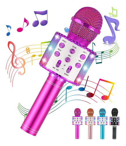 Micrófono De Karaoke Inalámbrico Bluetooth Para Niños, Portá