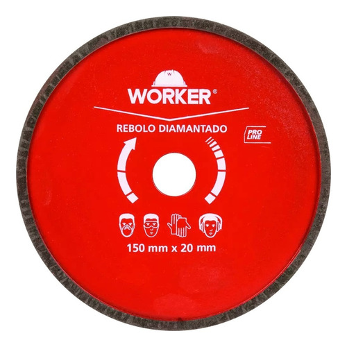 Rebolo Diamantado 150mm P/ Afiação De Serras E Fresas Worker Cor Vermelho