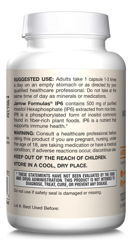 Suplemento Jarrow Formulas Ip6 Ip6 Hexafosfato De Inositol 5