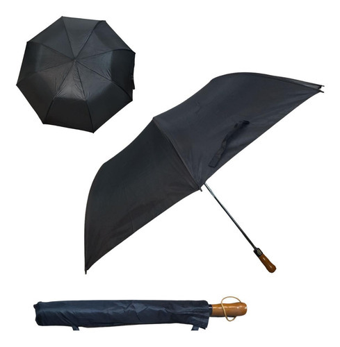Paraguas grande y resistente con cable automático