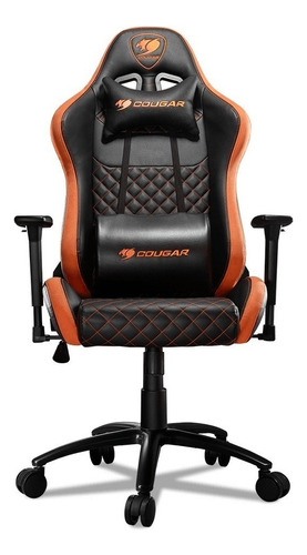 Cadeira de escritório Cougar Armor Pro gamer ergonômica  laranja e preta com estofado de couro sintético y suede