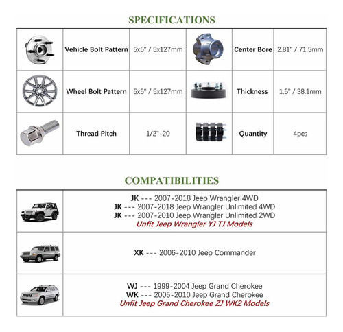 Separador De Rin Grand Cherokee 2000 A 2016