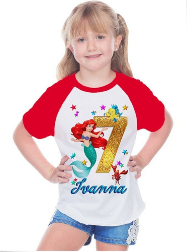 Franela Princesa Ariel Disney La Sirenita, Camisas Familiar 