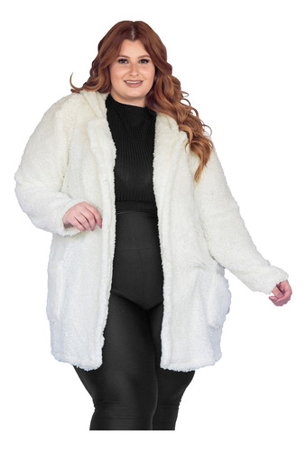 Casaco Plus Size Com Capuz /teddy / Pelinho / Inverno / Frio