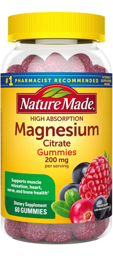 Citrato De Magnesio 200 Mg Nature Made 60 Gomitas