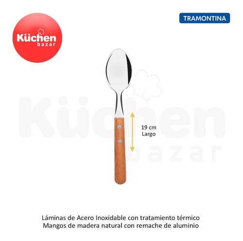 Imagen 2 de 10 de Pack Cucharas Mesa Madera Tramontina X12 Cubiertos Dynamic