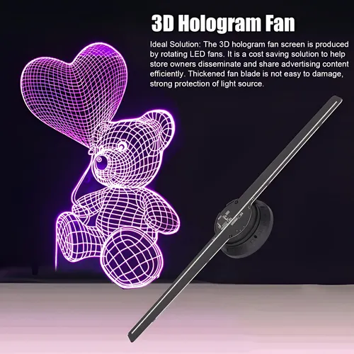 Holograma 3d Proyector Ventilador Hd Led App Control Remoto