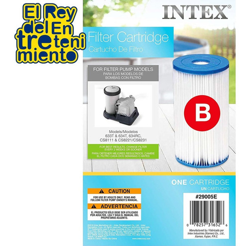 Imagen 2 de 2 de Filtro De Repuesto Para Bomba Piscina Intex Tipo B - El Rey