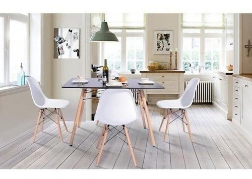 Imagen 2 de 5 de Sillas Eames 6 Pzs Oficina Comedor Blanco
