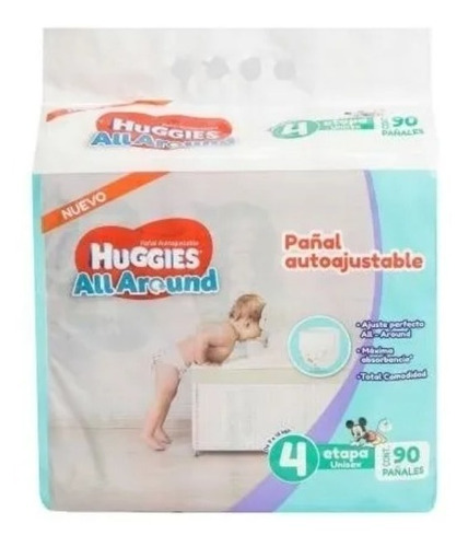 Pañal Huggies All Around Autoajustable Etapa 4 Unisex 90 Pz