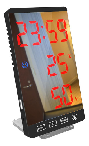 Smart Led Espejo De Pared Digital Reloj Palabras Rojas