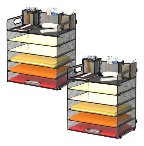 Supeasy Organizador De Escritorio De 6 Niveles Con Asa Y 3 S