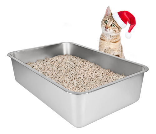 Caja De Arena Para Gatos De Acero Inoxidable Ikitchen, Tamañ