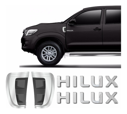 Adesivo Aplique Paralama Toyota Hilux Resinado Emblema Par02