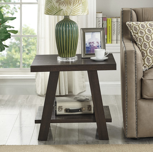 Mesa Auxiliar De Madera Contemporánea Color Espresso Desgast