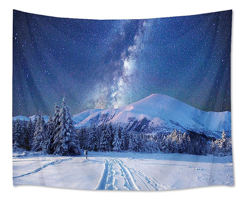 ~? Hvest Starry Sky Tapestry Snow Mountain Wall Hanging Pine