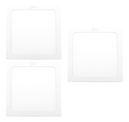 Kit De 3 Piezas Panel Led Cuadrado Plafon 12w Sobreponer /e Color Blanco