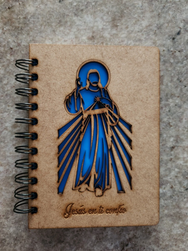 Mini Libreta Corte Laser Mdf Jesus En Ti Confio