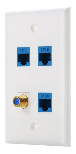 Placa De Pared Con Puerto Coaxial Tipo F + Ethernet Cat6 ...