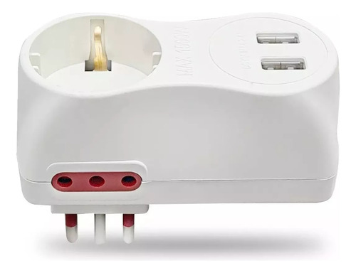 Adaptador Schucko + 2 Modulares 3l A Ficha + 2 Usb Blanco